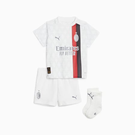 Completo Away AC Milan 23/24 per bimbi ai primi passi, PUMA White-Feather Gray, small