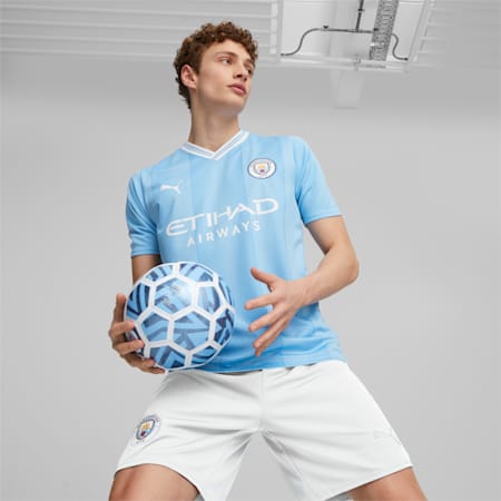 قميص جيرسيه للرجال Manchester City 23/24 Home, Team Light Blue-PUMA White, small-DFA