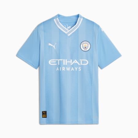 Camiseta deportiva juvenil Manchester City F.C. réplica local, Team Light Blue-PUMA White, small