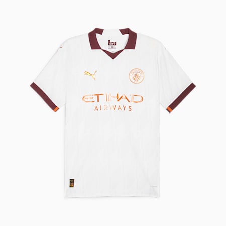Męska autentyczna koszulka wyjazdowa Manchester City 23/24, PUMA White-Aubergine, small
