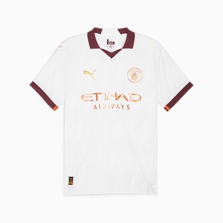 Maglia gara Away Manchester City Authentic 23/24 da uomo, PUMA White-Aubergine, small