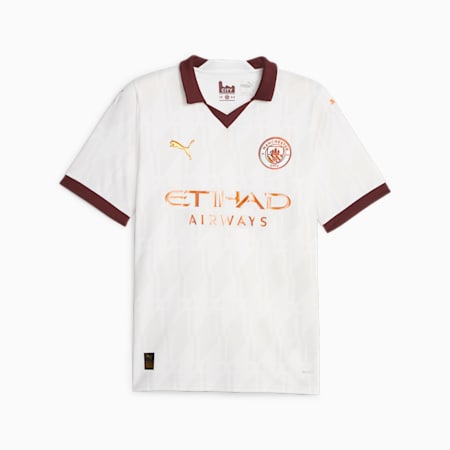 Męska koszulka wyjazdowa Manchester City 23/24, PUMA White-Aubergine, small
