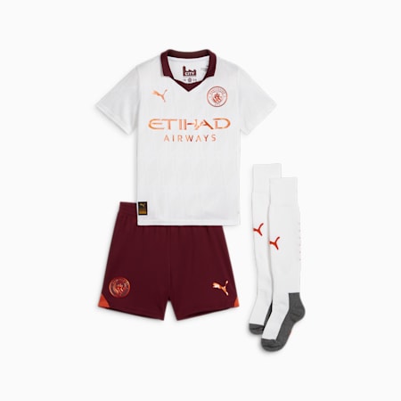 Zestaw wyjazdowy Manchester City 23/24 dla małych dzieci, PUMA White-Aubergine, small