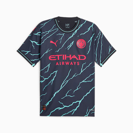 Męska autentyczna koszulka dodatkowa Manchester City 23/24, Dark Navy-Hero Blue, small