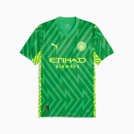 Manchester City Kurzärmliges Torwarttrikot Herren, Grassy Green-Yellow Alert, small