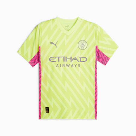 Manchester City Men's Goalkeeper Short Sleeve Jersey, Fast Yellow-Ravish, small