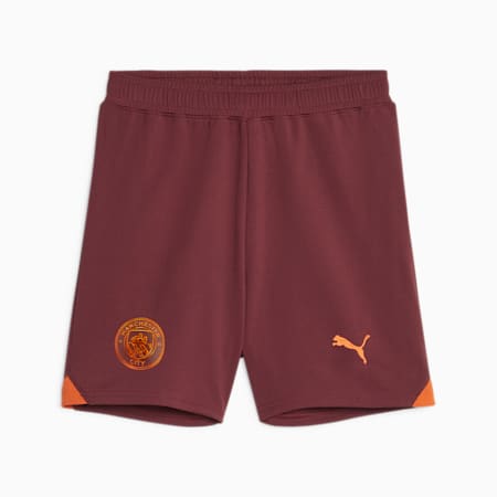 Manchester City Youth Football Shorts, Aubergine-Cayenne Pepper, small