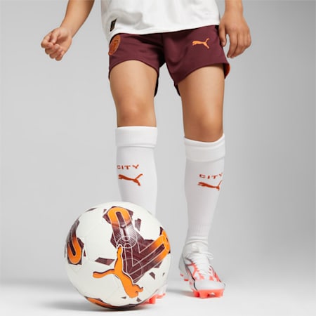 Manchester City Youth Football Shorts, Aubergine-Cayenne Pepper, small