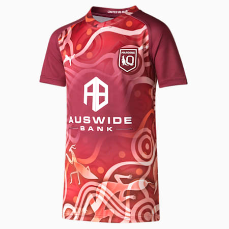 Queensland Maroons Replica Indigenous Training Jersey - Youth 8-16 years, Burgundy-QLD, small-AUS