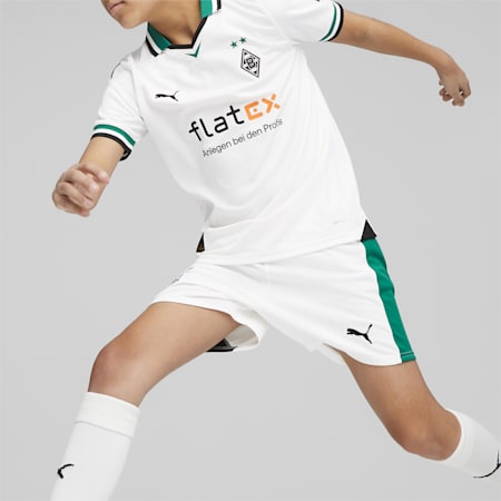 Borussia Mönchengladbach Youth Football Shorts, PUMA White-Power Green, small