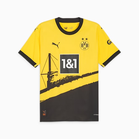 Męska autentyczna koszulka domowa Borussia Dortmund 23/24, Cyber Yellow-PUMA Black, small