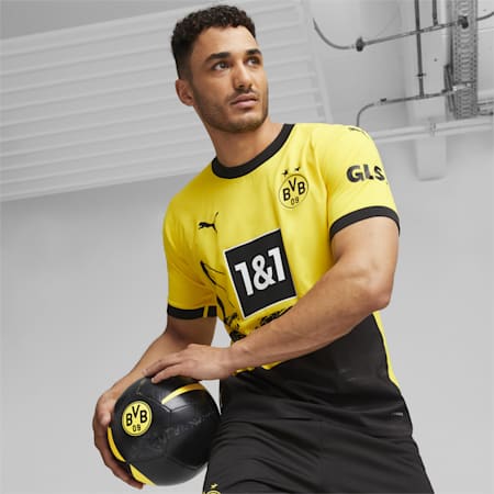 Borussia Dortmund 23/24 Authentic thuisshirt voor heren, Cyber Yellow-PUMA Black, small