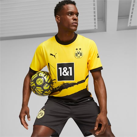Camiseta Borussia Dortmund réplica local para hombre, Cyber Yellow-PUMA Black, small-PER