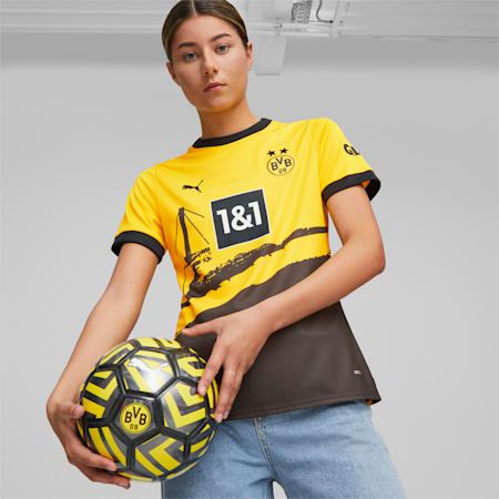 Camiseta Borussia Dortmund local 23/24 para mujer, Cyber Yellow-PUMA Black, small