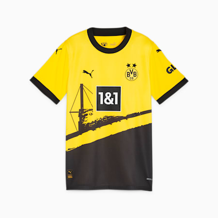 Borussia Dortmund 23/24 Kids Home Jersey, Cyber Yellow-PUMA Black, small-AUS