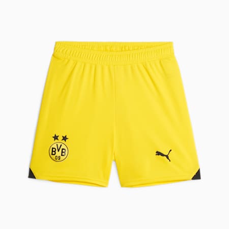 Borussia Dortmund Youth Football Shorts, Cyber Yellow-PUMA Black, small