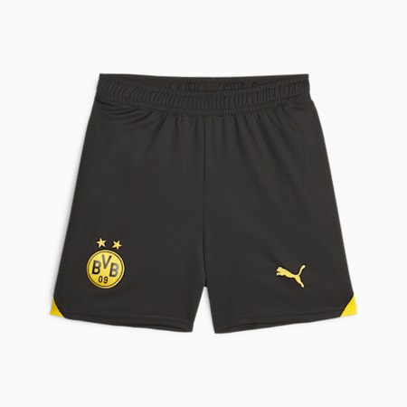 Shorts de fútbol juveniles Borussia Dortmund, PUMA Black-Cyber Yellow, small