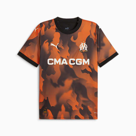 Olympique de Marseille 23/24 derde voetbalshirt voor heren, PUMA Black-Flat Dark Gray-Rickie Orange, small