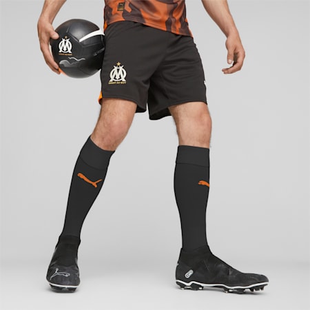 Olympique de Marseille Football Shorts, PUMA Black-Rickie Orange, small