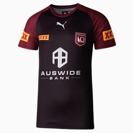 Queensland Maroons Replica Training Tee, Charcoal Gray-QRL, small-AUS