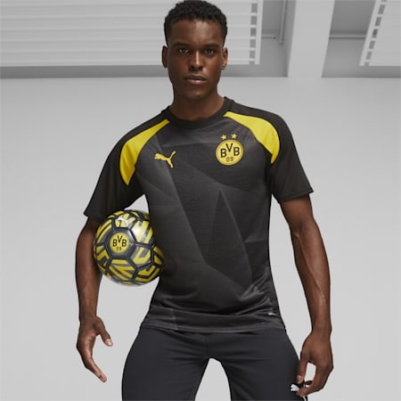 Borussia Dortmund Pre-match voetbalshirt met korte mouwen voor heren, PUMA Black-Cyber Yellow, small