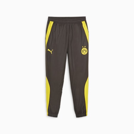 Męskie piłkarskie spodnie przedmeczowe Borussia Dortmund, PUMA Black-Cyber Yellow, small
