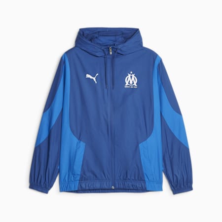 Olympique de Marseille Pre-match Football Jacket, PUMA Team Royal-Clyde Royal, small