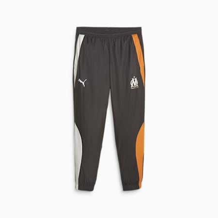 Pantalones de fútbol OM prepartido, PUMA Black-Flat Dark Gray, small