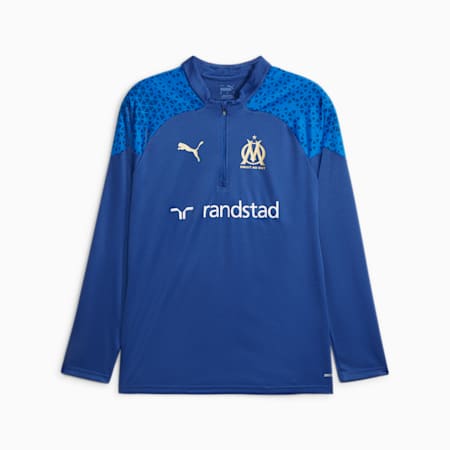 Olympique de Marseille voetbaltrainingstop met kwartrits, Clyde Royal-PUMA Team Royal-Sun Glitter, small