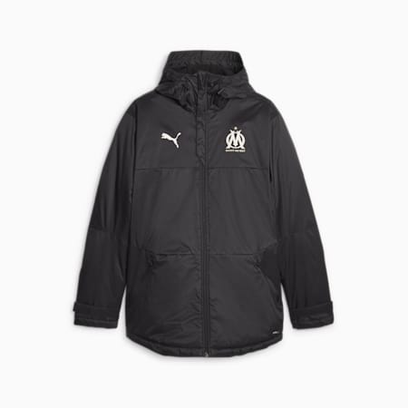 Olympique de Marseille Football Winter Jacket, PUMA Black-Rickie Orange, small