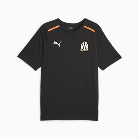 Olympique de Marseille Football Casuals Tee, PUMA Black-Rickie Orange, small