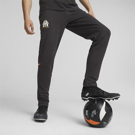 Piłkarskie spodnie dresowe Olympique de Marseille Casuals, PUMA Black-Rickie Orange, small