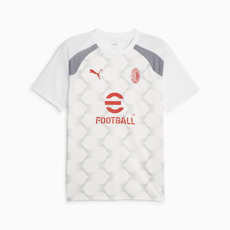 Camiseta deportiva A.C. Milan prepartido de manga corta para hombre, PUMA White-Gray Tile, small