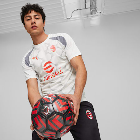 AC Milan Men's Prematch Jersey, PUMA White-Gray Tile, small