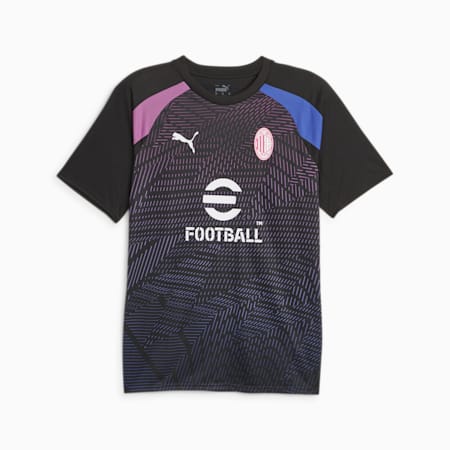 Męska koszulka przedmeczowa A.C. Milan z krótkim rękawem, PUMA Black-Royal Sapphire, small