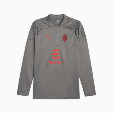 Piłkarska bluza treningowa AC Milan z zamkiem 1/4, Flat Medium Gray-For All Time Red, small