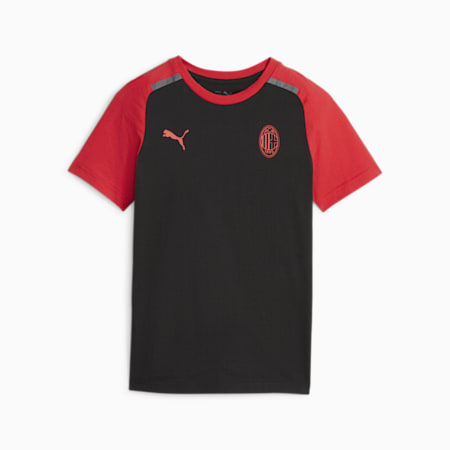 AC Milan Football Casuals T-Shirt Teenager, PUMA Black-For All Time Red, small