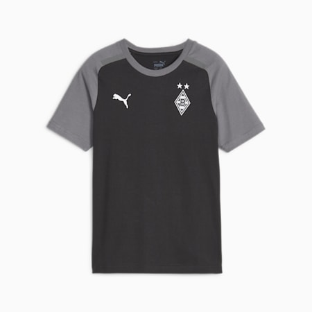 Borussia Mönchengladbach Football Casuals T-Shirt Teenager, PUMA Black-Flat Medium Gray, small