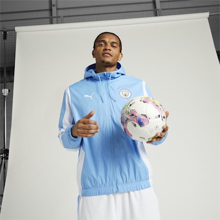 Manchester City F.C. Men's Prematch Anthem Jacket, Team Light Blue-PUMA White, small-AUS
