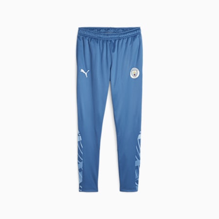 MCFC 맨체스터 시티 FC 프리매치 벤치 니트 팬츠<br>MCFC Prematch Bench Knit Pant, Lake Blue-PUMA White, small-KOR