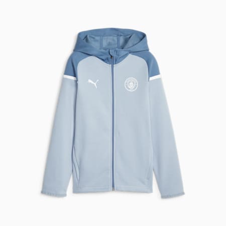 Manchester City Football Casuals Youth Hooded Jacket, Blue Wash-Deep Dive, small
