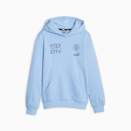 Felpa con cappuccio Manchester City FtblCore da ragazzi, Team Light Blue-PUMA White, small