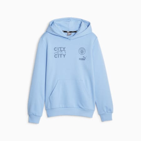 Manchester City FtblCore Youth Hoodie, Team Light Blue-PUMA White, small