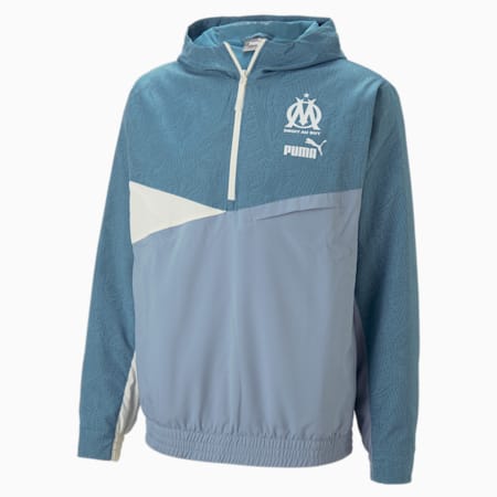 Felpa con cappuccio Olympique de Marseille Graphic in tessuto da uomo, Deep Dive-Filtered Ash, small