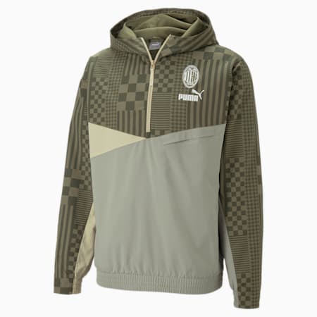 A.C. Milan Graphic Woven Hoodie Men, Birch Tree-Granola, small