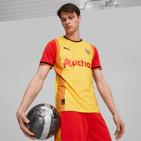 Camiseta RC Lens local 23/24 para hombre, Pelé Yellow-PUMA Red, small