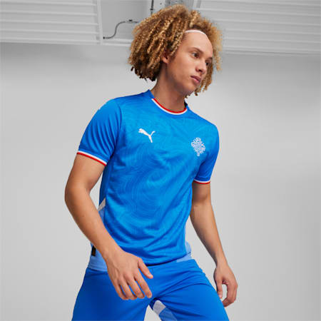 Camiseta de fútbol para hombre de Islandia 2024 (local), Racing Blue-PUMA White, small