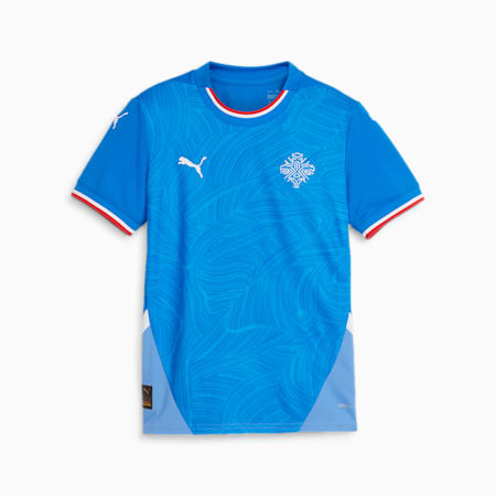 IJsland 2024 thuisvoetbalshirt voor jongeren, Racing Blue-PUMA White, small
