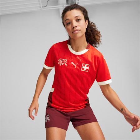 Schweiz 2024 Fußball Heimtrikot Damen, PUMA Red-Team Regal Red, small