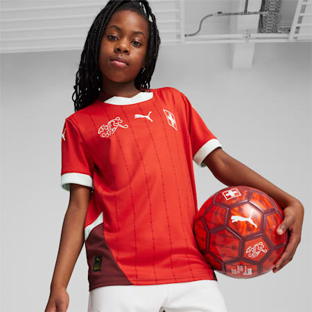Młodzieżowa, domowa koszulka reprezentacji Szwajcarii w piłce nożnej 2024, PUMA Red-Team Regal Red, small